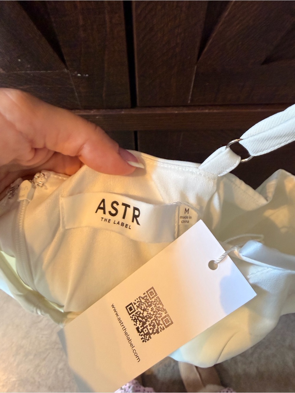 NWT Astr the Label White Bow-Strap Mini Dress with Front Slit, size medium - Picture 5 of 6
